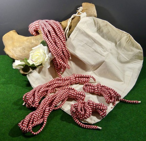 Baumwoll Bondage-Seil-Set 1 weiß-rot